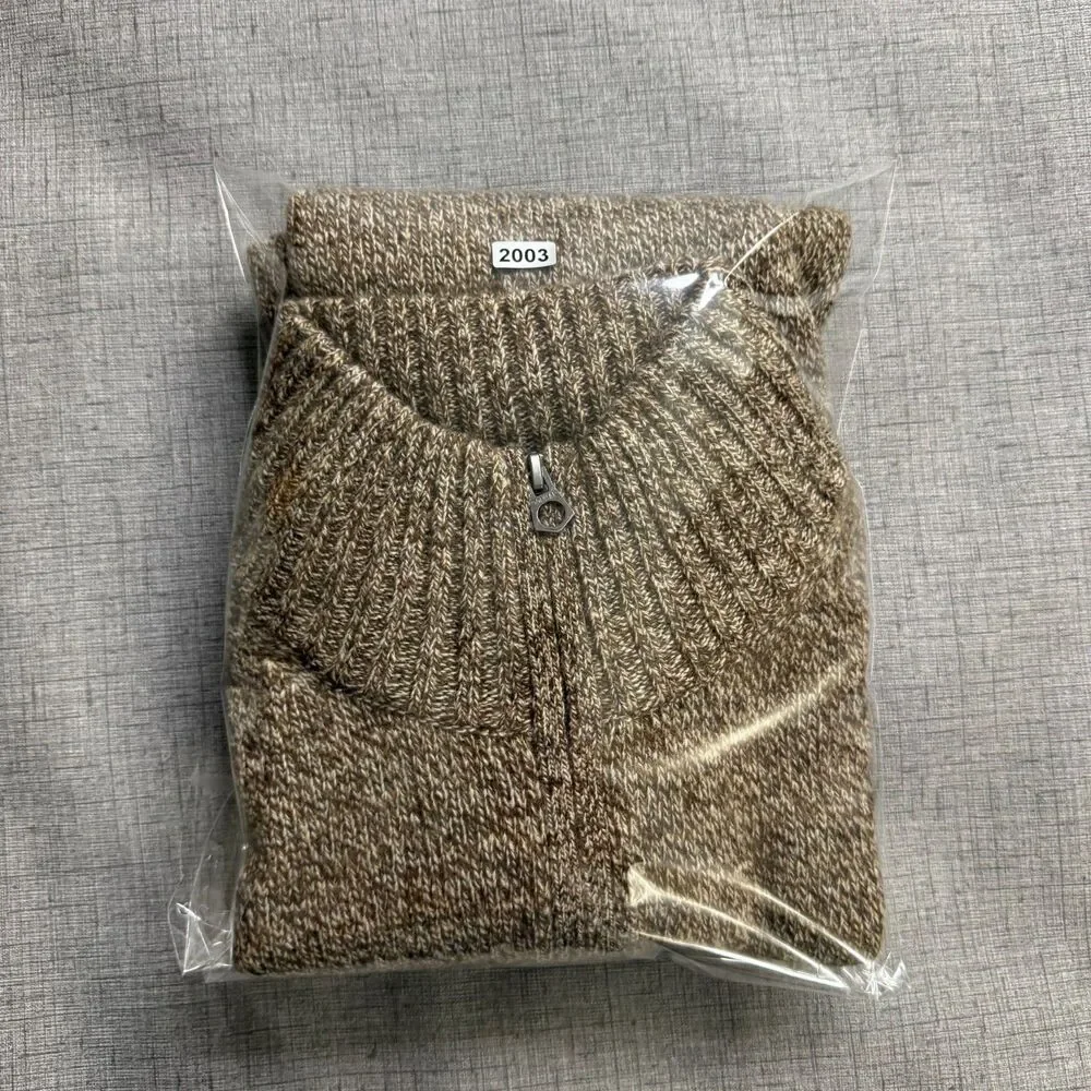 J Crew Rugged Merino Sweater Men's S Brown Wool Blend 1/4 Zip Mock Neck - Picture 11 of 11